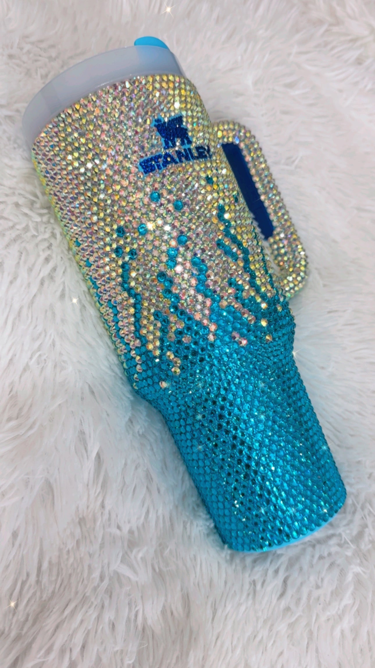 Tiffany blue ombré 40oz cup with handle