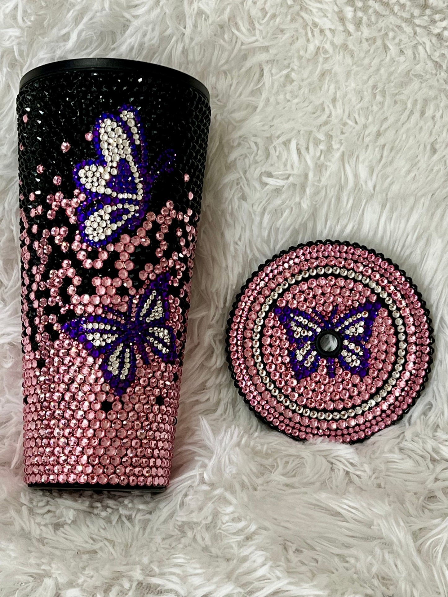 Beautiful Butterfly Ombré Pink Siren Tumbler