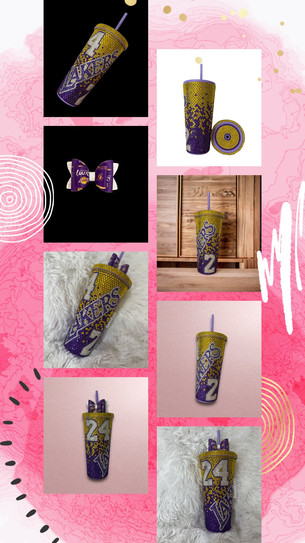 LA Lakers Tumbler with Bow Topper