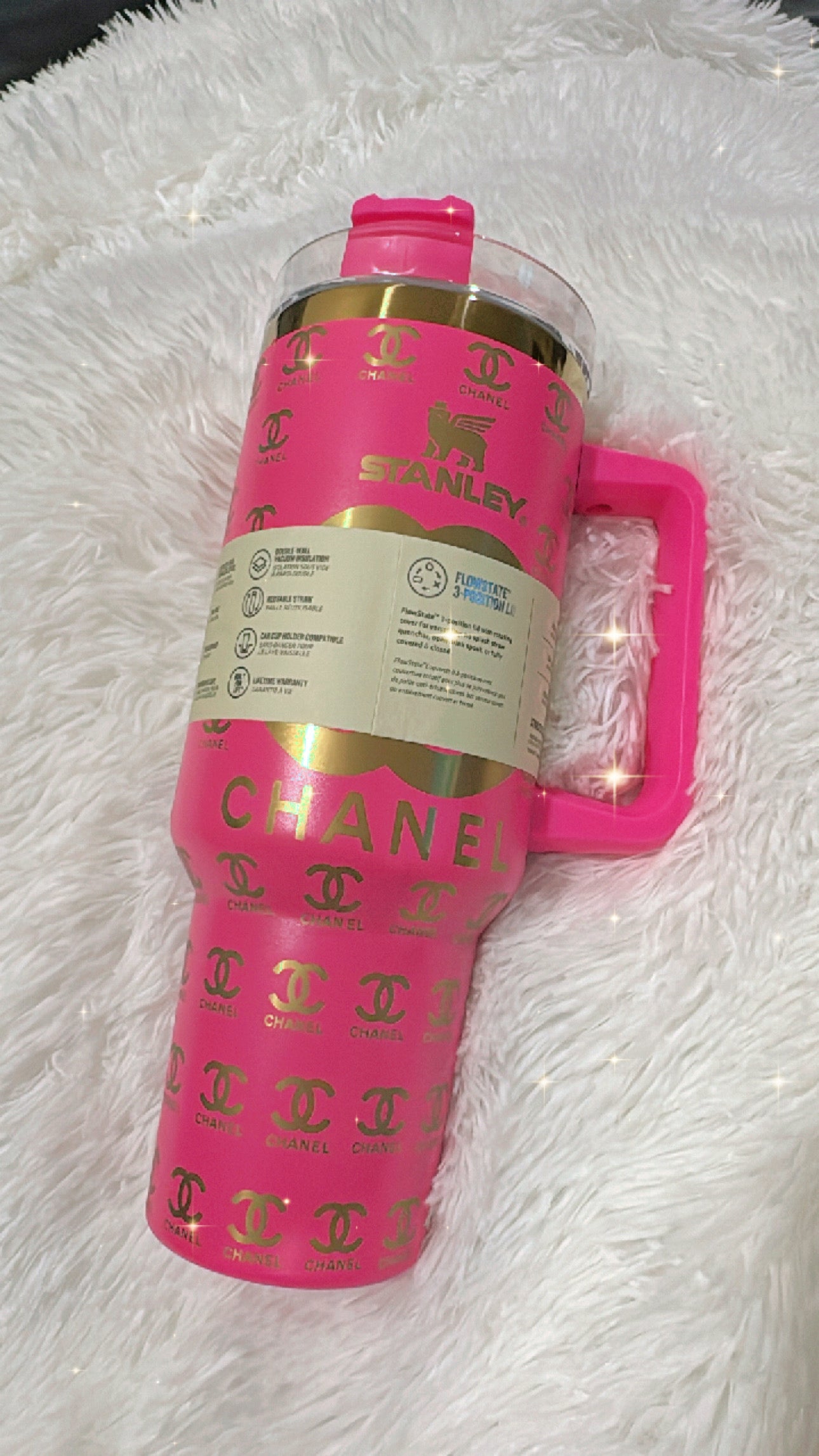 Beautiful pink engraved 40oz