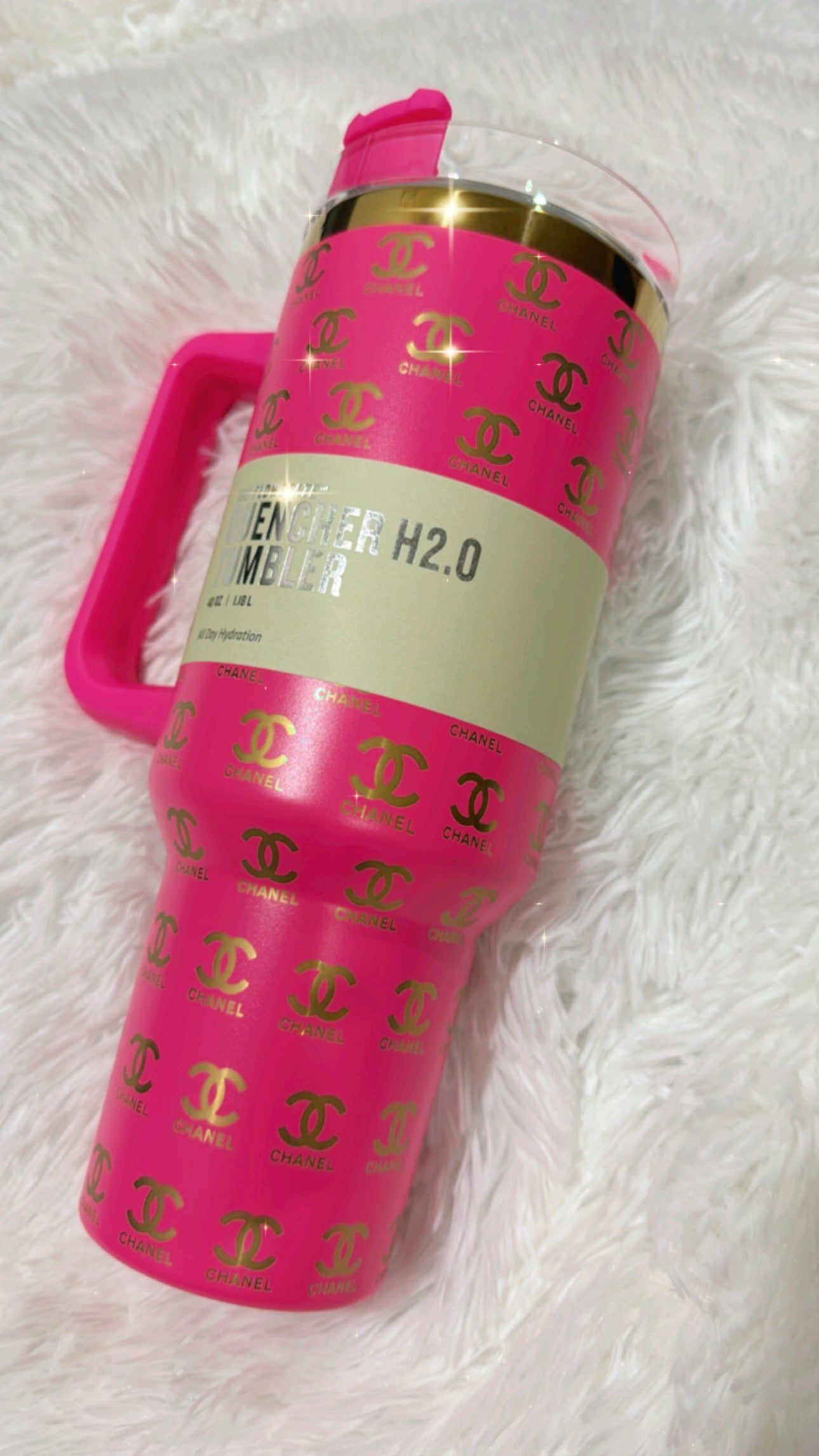 Beautiful pink engraved 40oz