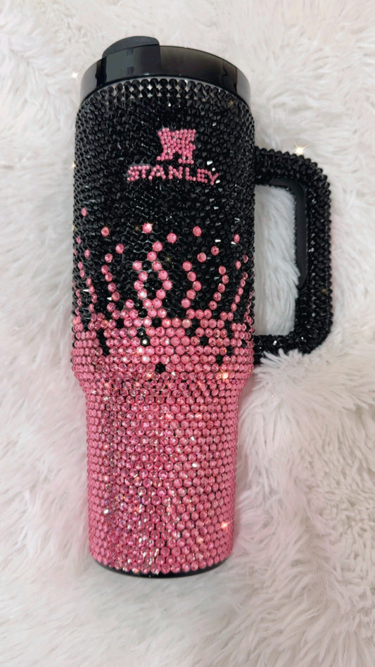 Ombré pink and black cup with handle 40oz