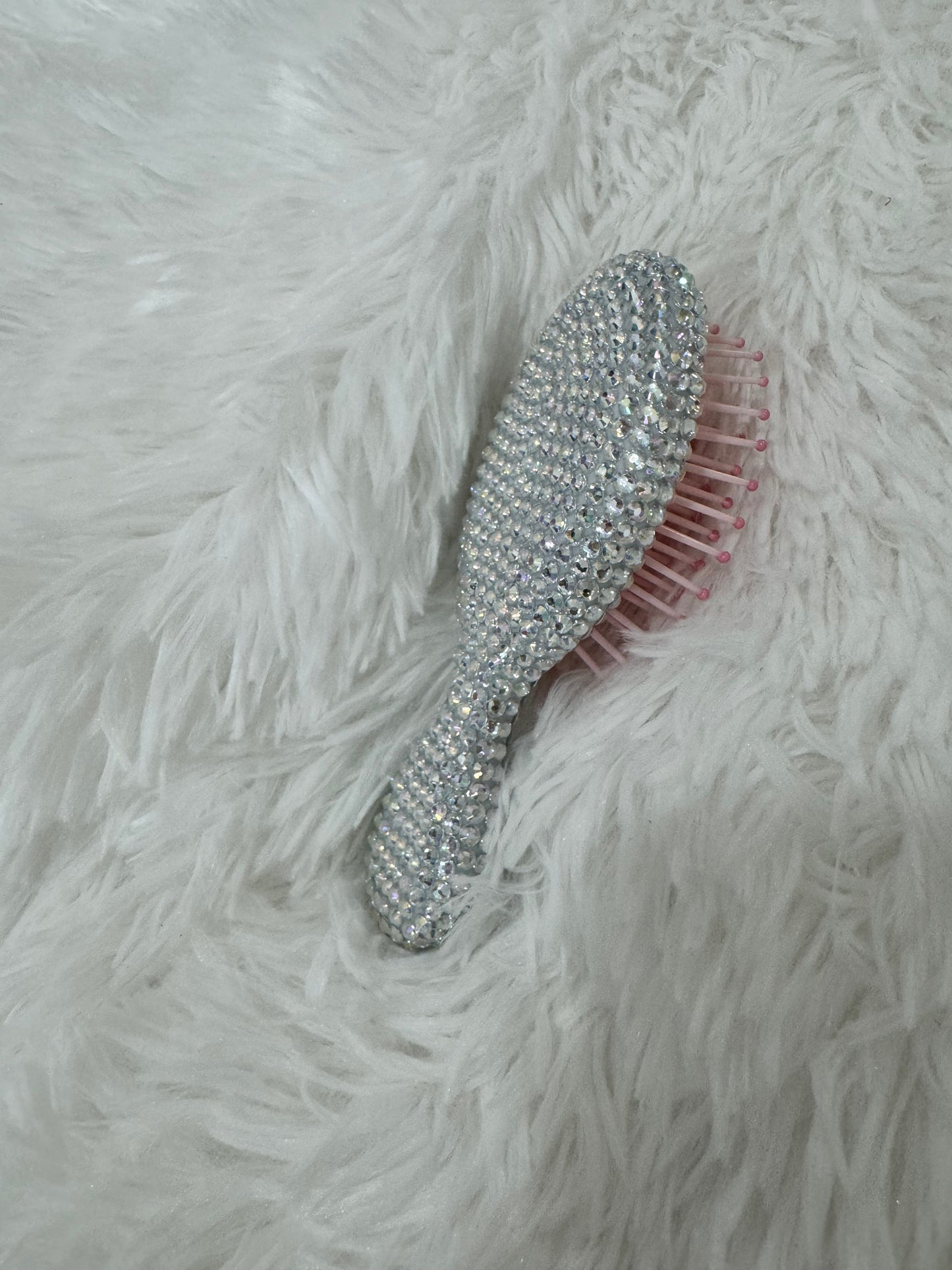 White bling hair brush