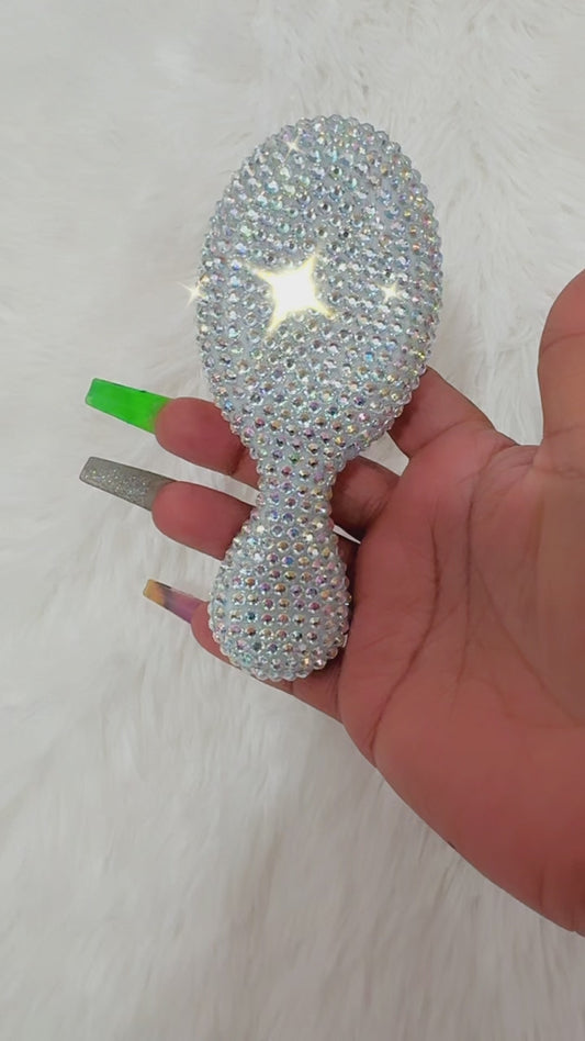 White bling hair brush